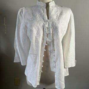 Tweeds 100% Linen Embroidered Blouse Top Size M – Coastal Boho